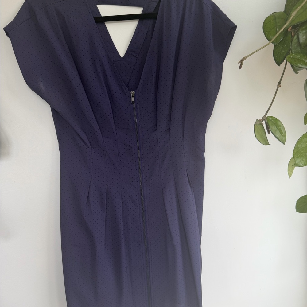Silky Purple polka dot V-Neck Dress